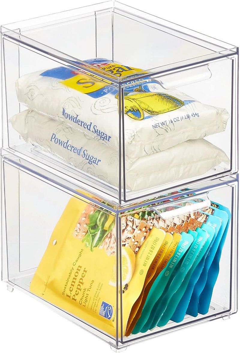 mDesign Schubladenbox – Stapelbox aus Kunststoff für Küchen- und Kühlschrank – Küchen Organizer für