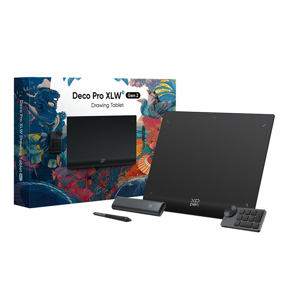 XPPen Deco Pro XLW Gen 2 Grafiktablett, Digitales Zeichentablett Bluetooth 5.0 ohne Display, 16K(163