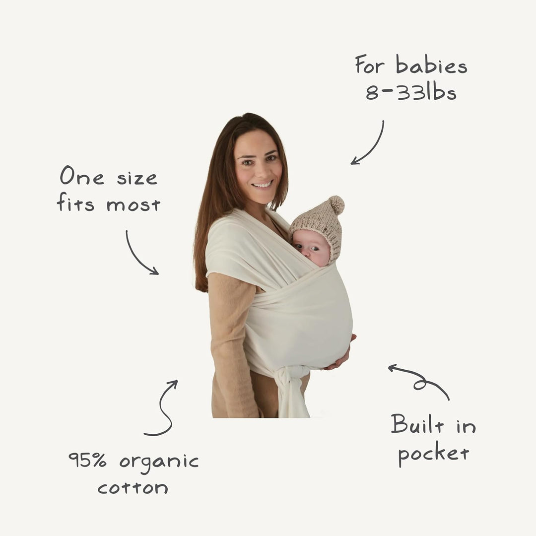Mushie Tragetuch für Neugeborene & Babys | 100% Bio-Baumwolle | Mit einer integrierten Tasche | von