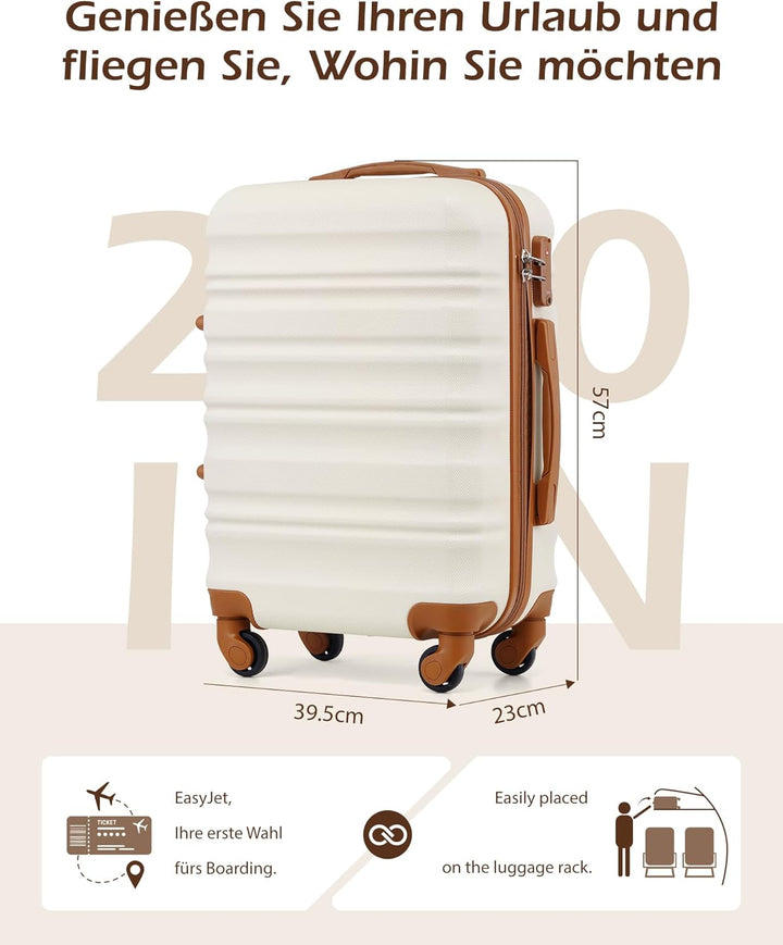 COOLIFE Handgepäck Koffer Set 20 Zoll, ABS+PC Hartschalenkoffer mit Rollen & TSA-Schloss, Enthält 1