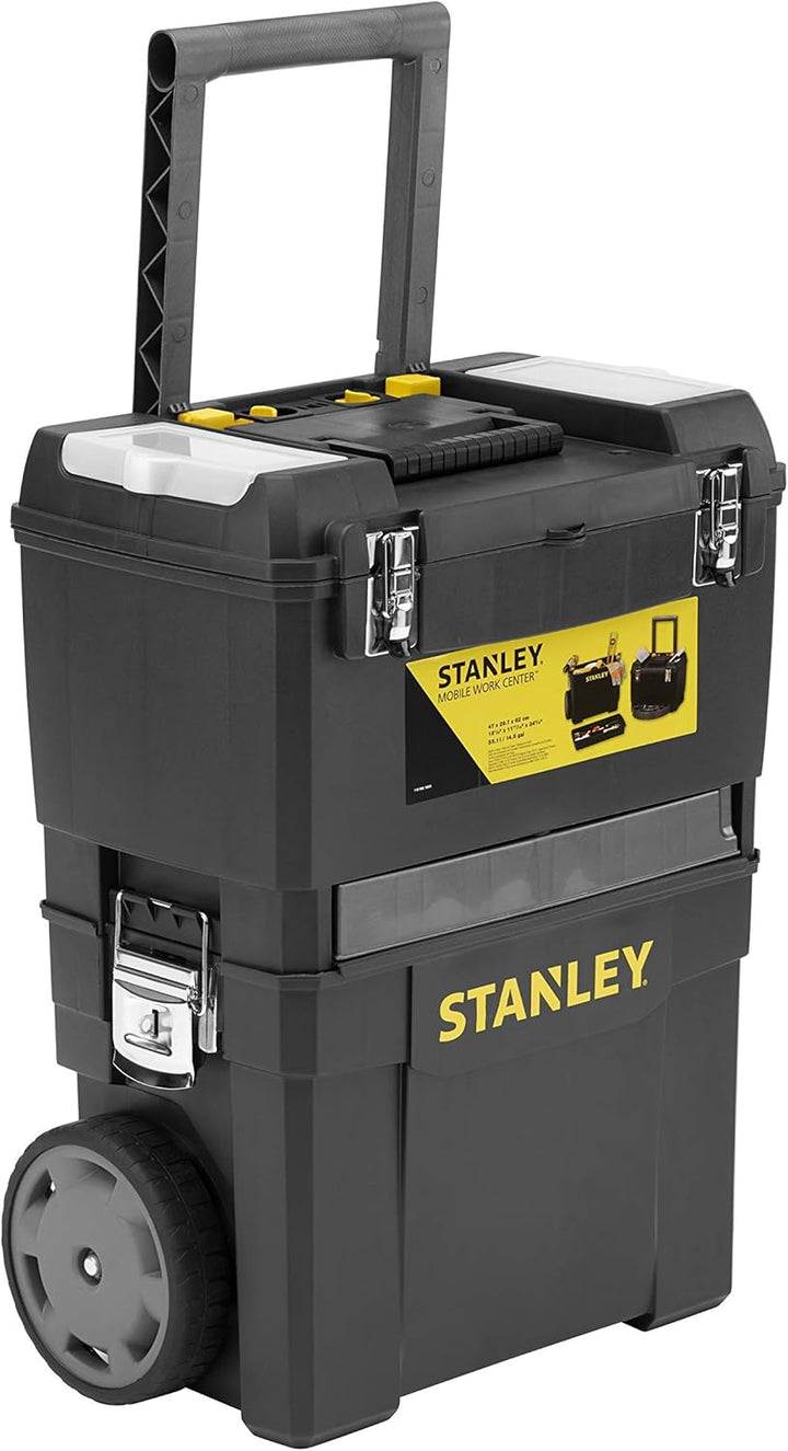 Stanley Rollende Werkstatt aus Metall-Kunststoff 1-79-206 – Werkzeugwagen leer mit 3 modularen Einhe