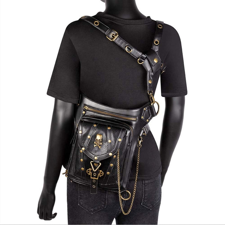 Segater Gothic Steampunk Gürteltasche, Männer und Frauen Drop Beinbeutel Armpackung Bauchtasche Schu
