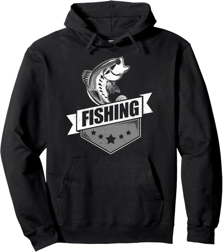 Angler Motiv mit Fisch und Angelrute Geschenk Angeln Pullover Hoodie