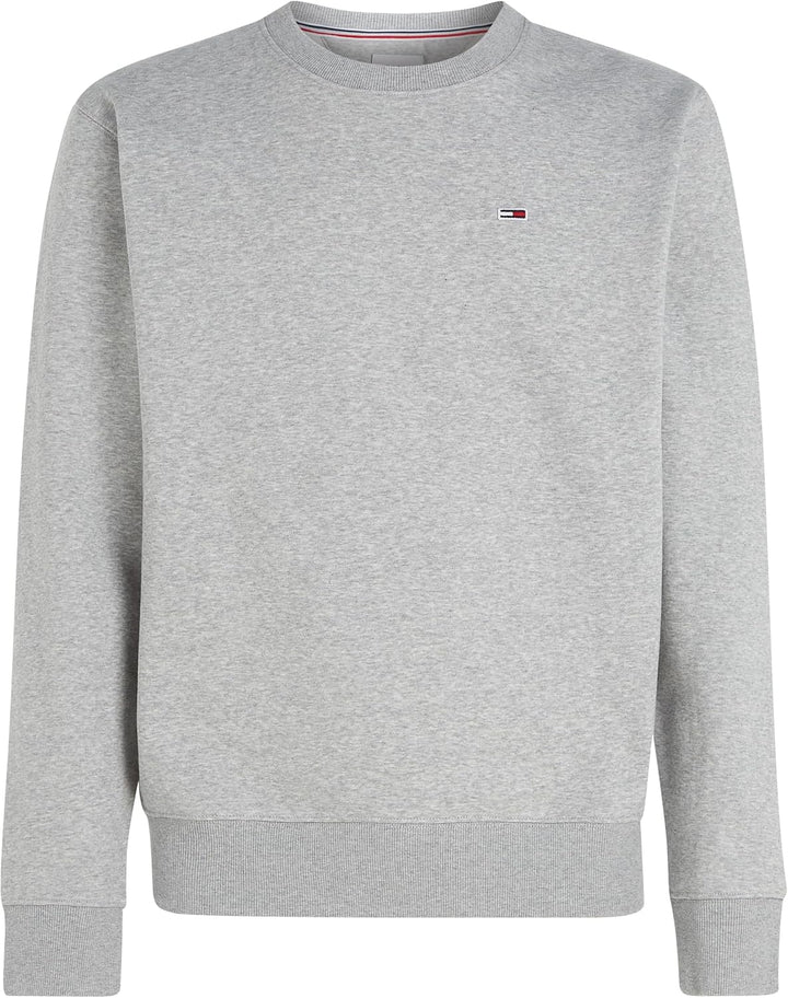 Tommy Jeans Herren Sweatshirt TJM Regular ohne Kapuze XXL Grau (Lt Grey Htr), XXL Grau (Lt Grey Htr)