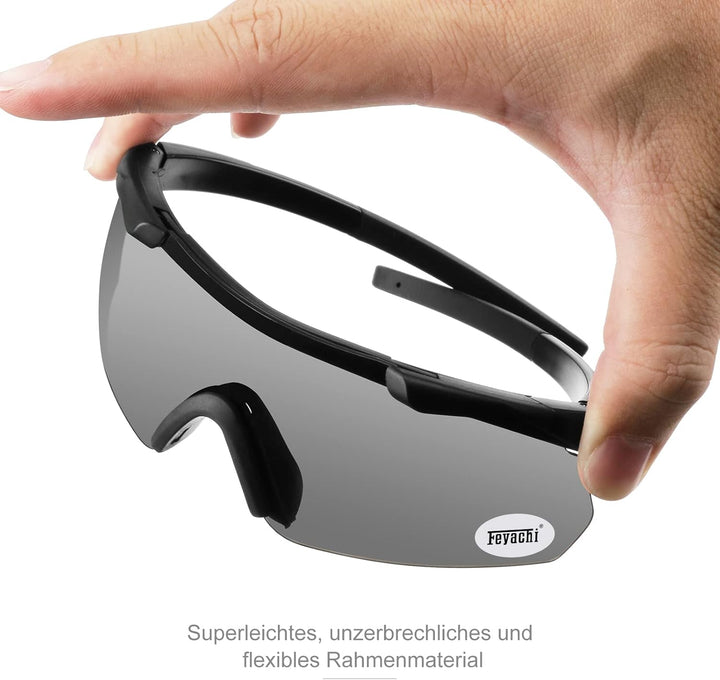 Feyachi Schiessbrille mit 3 Austauschbaren Gläsern, Schutzbrille Schlagfester Augenschutz, UV-400-S