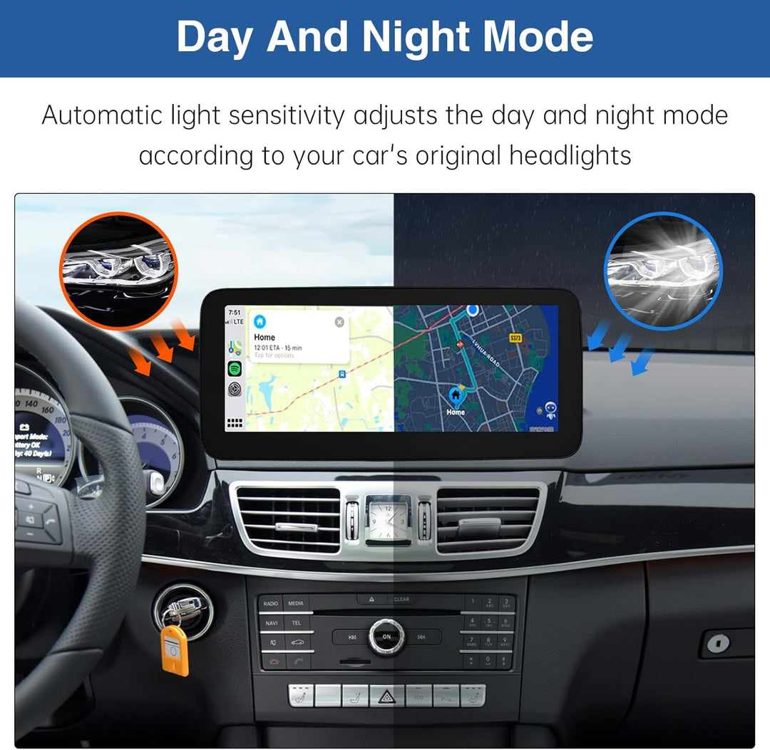 Road Top 12,3 Zoll Ultra-schmal Autoradio Touchscreen Drahtlos CarPlay Android Auto für Mercedes Ben
