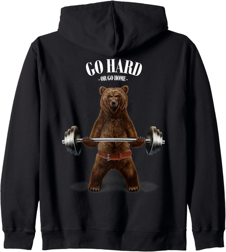 Grizzlybär beim Heben von Gewichten im Fitnessstudio Kapuzenjacke