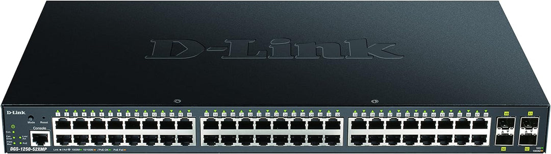 D-Link DGS-1250-52XMP/E, 52-Port Smart Managed Gigabit Switch (48x BaseT PoE+ Port, 4x 10G SFP+ Slot