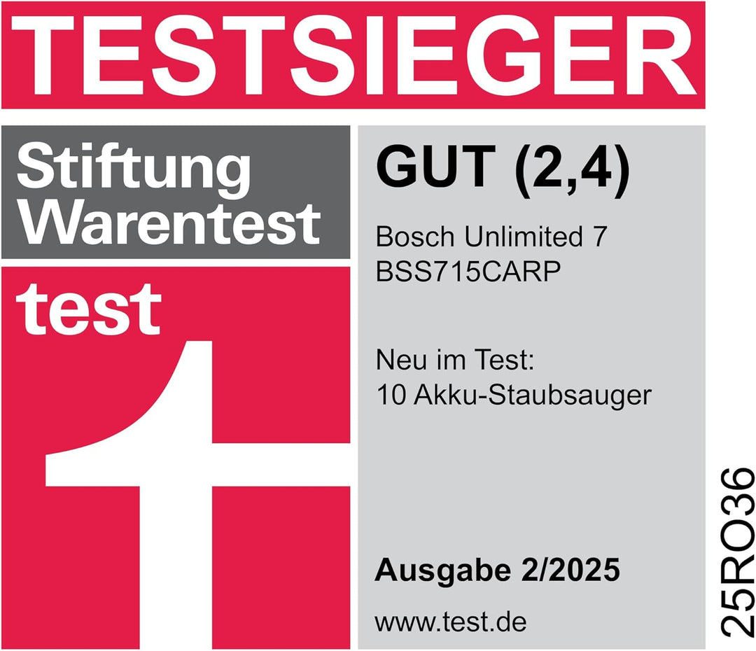 Bosch Akku-Staubsauger Unlimited 7 BSS715CARP, kabellos, Knickrohr, Hygiene-Filter, 10 Jahre Motorga