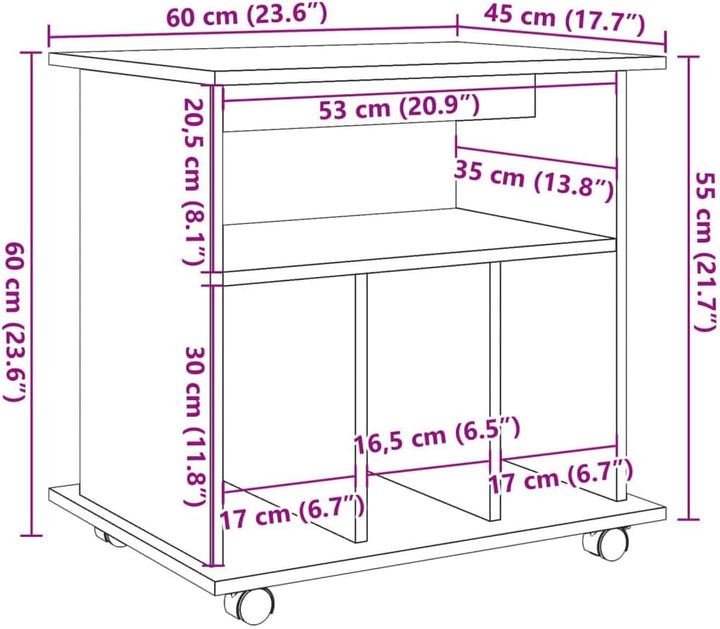 vidaXL Rollcontainer, Aktenschrank mit Stauraum, Rollschrank für Büro Arbeitszimmer, Bürocontainer B
