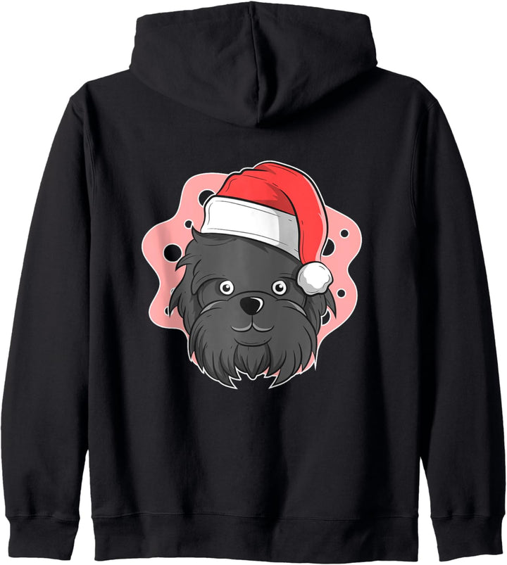 Weihnachts-Affenpinscher mit Weihnachtsmütze Kapuzenjacke