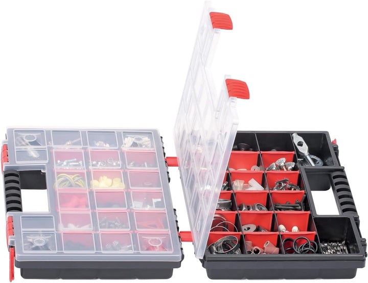 Mivos Doppelseitig Sortimentskasten 344 x 249 x 100 mm - 2 seitig Sortimentsbox für Zubehör und Klei