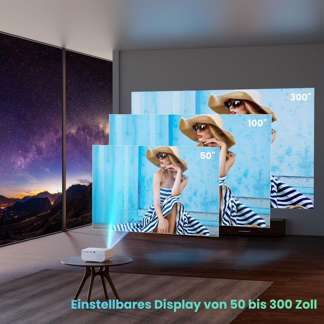 HOPVISION Beamer, Mini Beamer WiFi Bluetooth Full HD 1080P, Beamer 4K Heimkino Unterstützt mit Zoomf