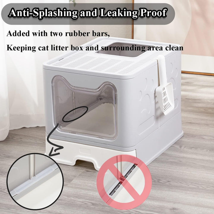 Pawsayes Katzentoilette, Faltbar Katzenklo mit Deckel Inklusive Scoop, Grosse Kapazität Leicht zu Re