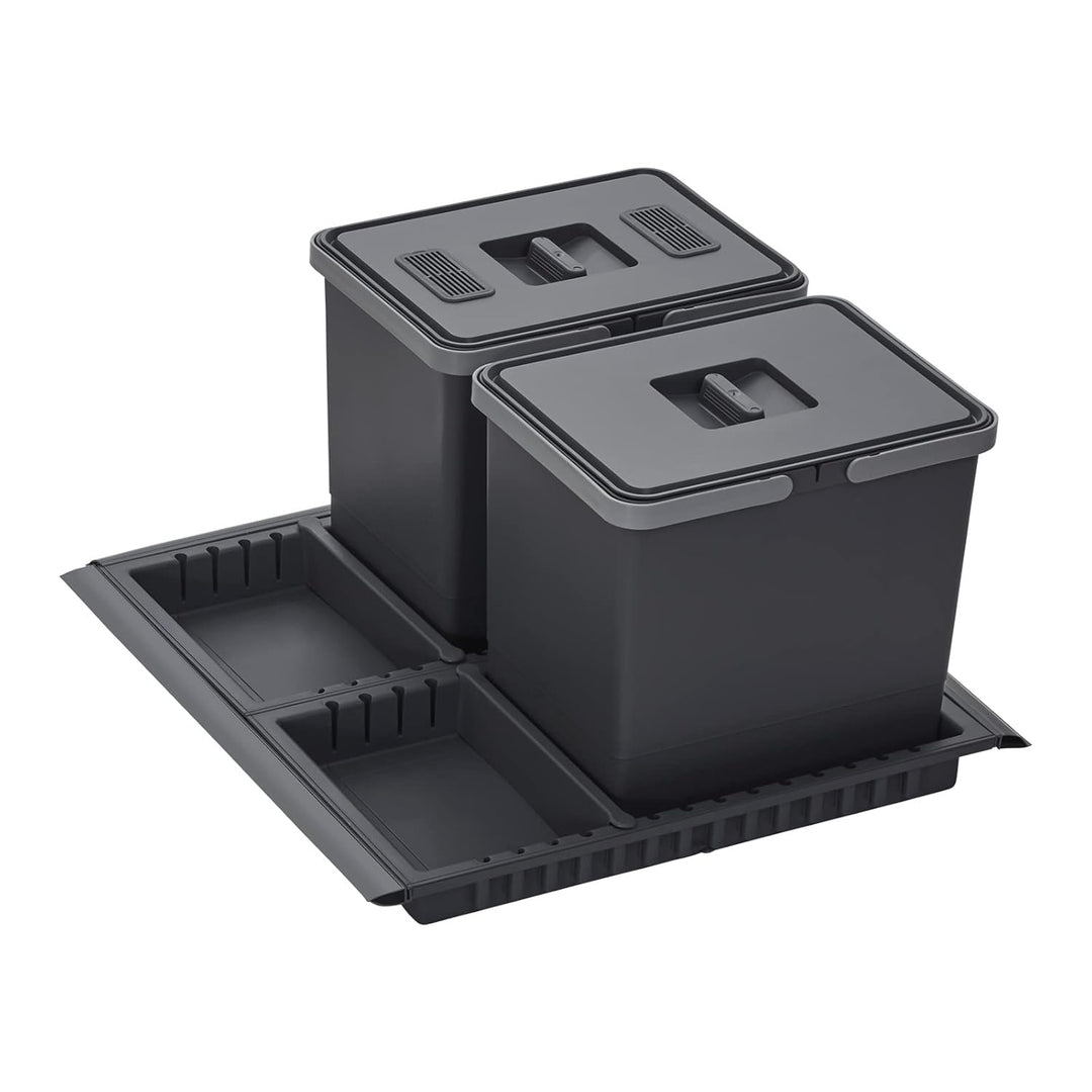 SOTECH Abfallsammler Draw 15+15L Mülleimer mit Deckel Abfallsystem für Auszug Korpusbreite 60 cm DRA
