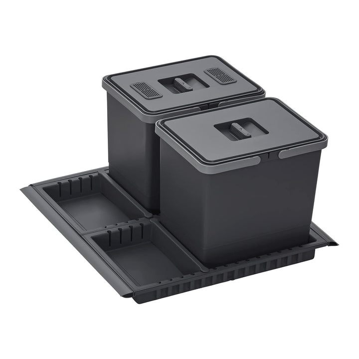 SOTECH Abfallsammler Draw 15+15L Mülleimer mit Deckel Abfallsystem für Auszug Korpusbreite 60 cm DRA