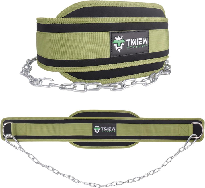 TAVIEW Dip Gürtel mit Kette Gewichteter Gürtel für Pullups mit Heavy Duty Dip Gürtel mit Kette Grün,