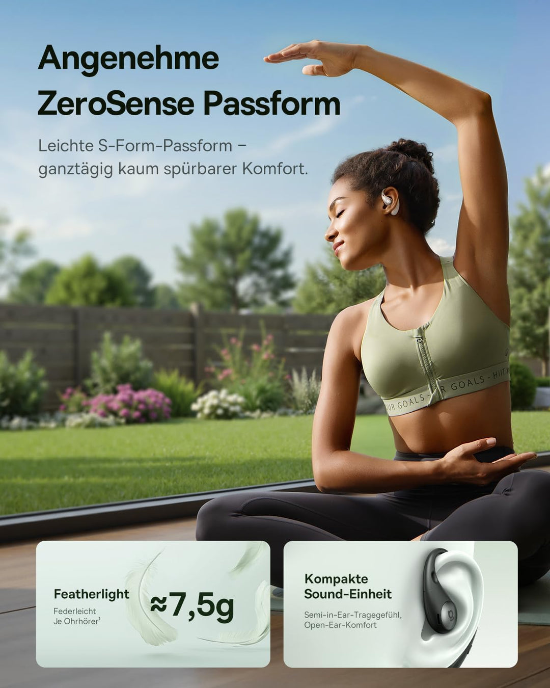 Baseus Eli Sport2 Open Ear Kopfhörer, Open Ear Headphones Sport mit S-Komfortkurve, 45H Playtime, Su