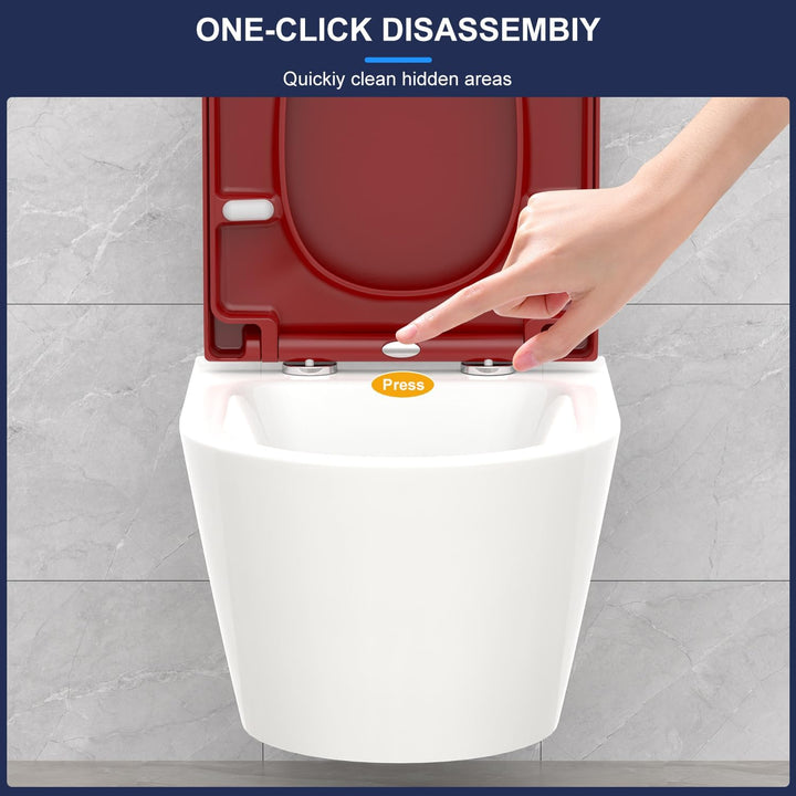 YEAUPE PRO Toilettendeckel mit Absenkautomatik D-Form [KURZ],WC Sitz mit Puller Lid,Toilettensitz mi
