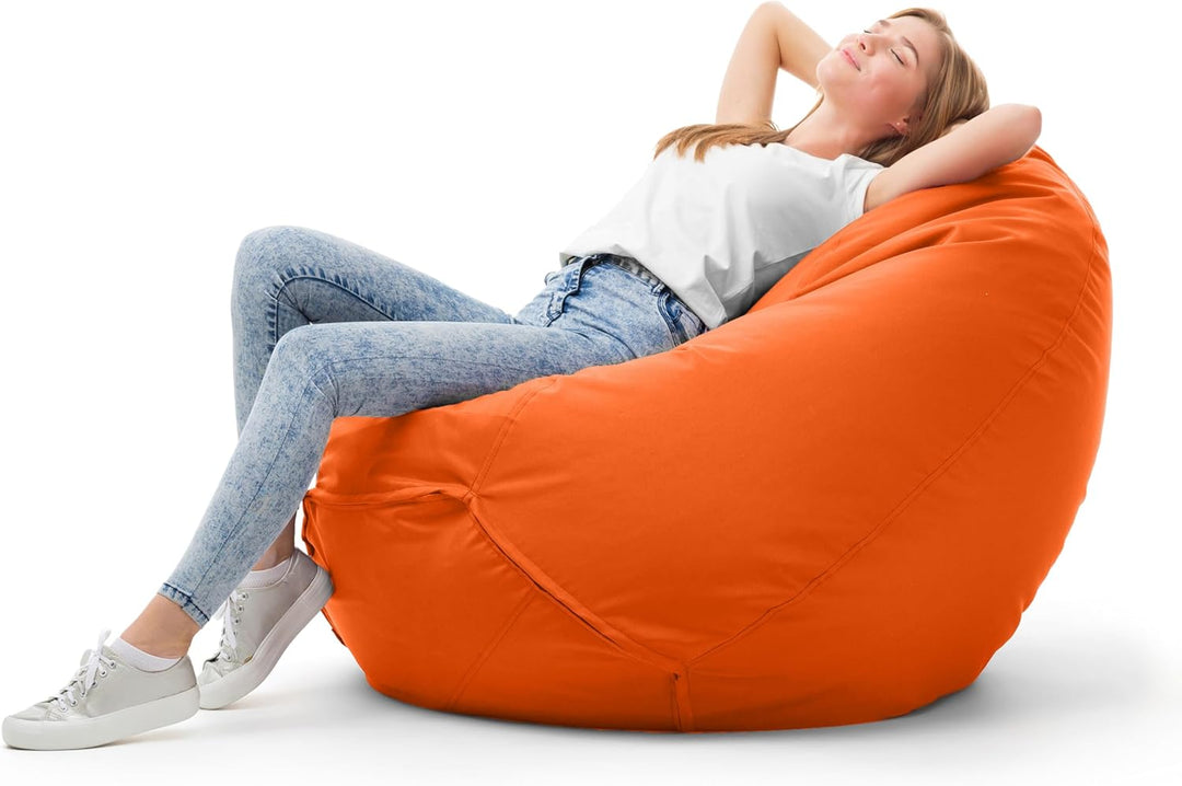 Bruni Sitzsack Classico L in Orange – XL Sitzsack mit Innensack zum Lesen, Abnehmbarer Bezug, lebens