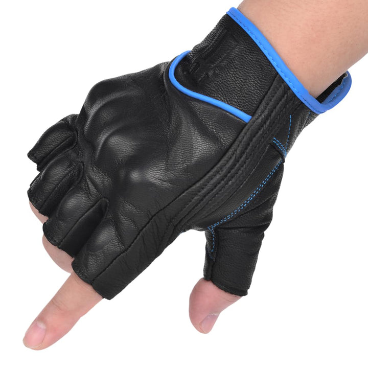 Harssidanzar Herren Vollfinger Ziegenleder Touchscreen Motorrad Fingerlose Handschuhe GM037EU L Schw