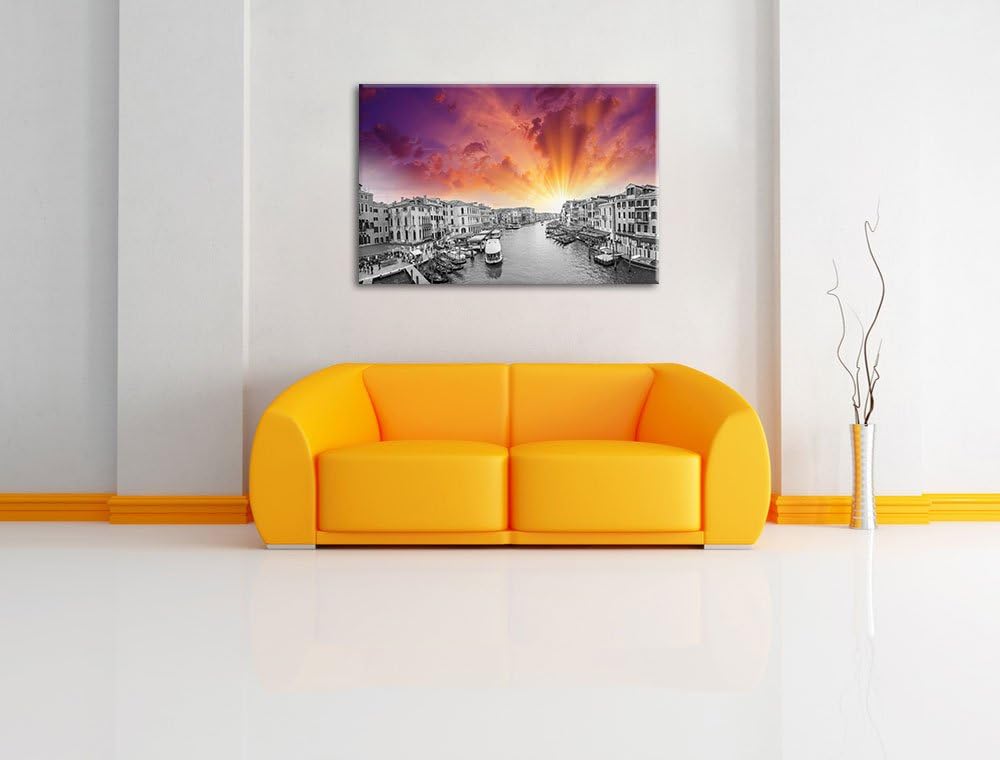 altmodische Wasserstrasse in Venedig schwarz/weiss Format: 100x70 auf Leinwand, XXL riesige Bilder f
