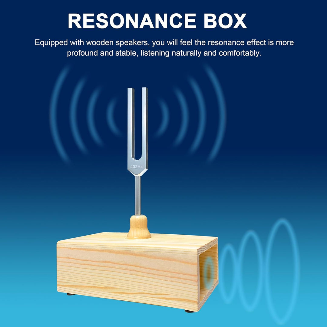 Lrowvenu 432 Hz Stimmgabel mit Resonanzbox, Aluminiumlegierung, Holzlautsprecher, ideal für Klanghei