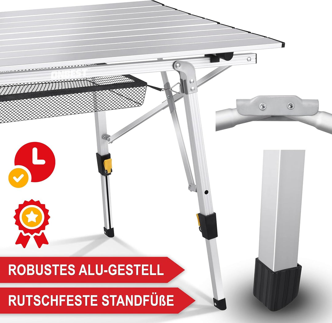 Onbest Camping Klapptisch – Campingtisch klappbar – Angeltisch, Gartentisch 2 Personen – mit robuste