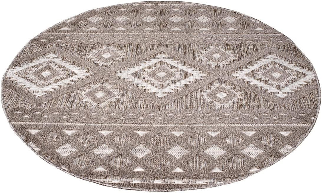 carpet city In-&amp; Outdoor Teppich - Rund 160 cm - für Innen-&amp; Aussenbereich - Wetterfest Balkon-Teppi