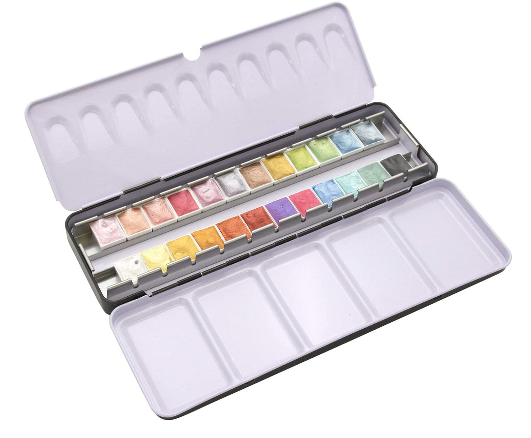 Paintersisters® Aquarellkasten metallic ARTIST in halben Näpfen, 24 x 1/2 Näpfchen metallische Aquar