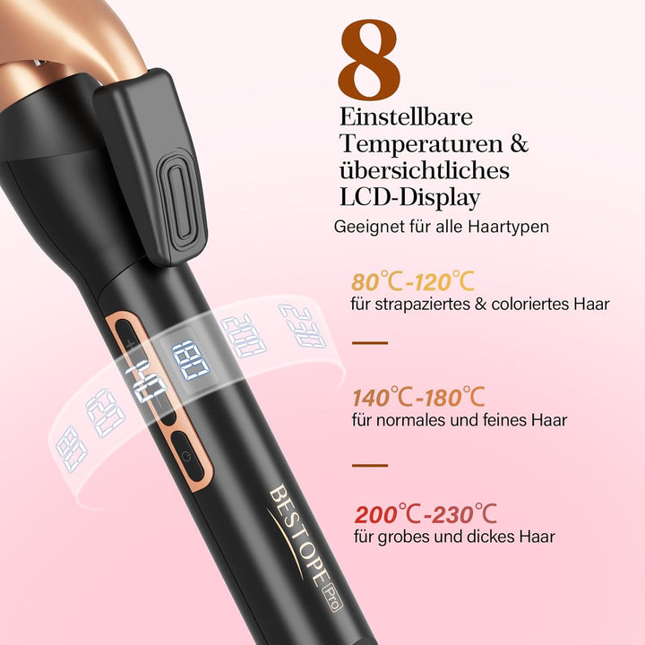 BESTOPE PRO Lockenstab 32mm, Lockenstab Grosse Locken Antistatischer Tourmalin-Keramik-Welleneisen L