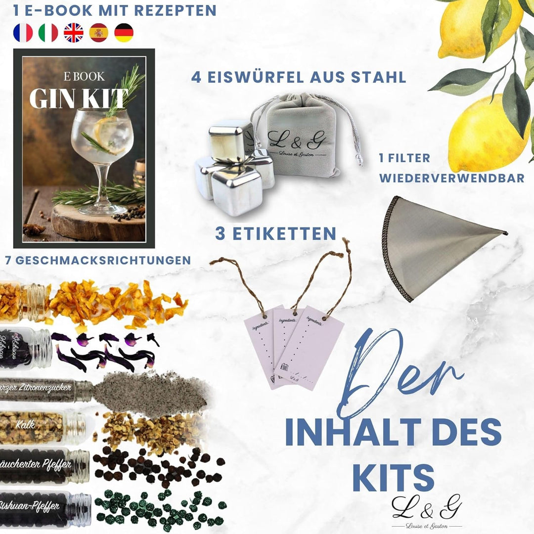 L&G® Entdecker-Set für DIY Gin mit einzigartigen Gewürzen - Exklusives Box Set für Männer/Frauen, Or