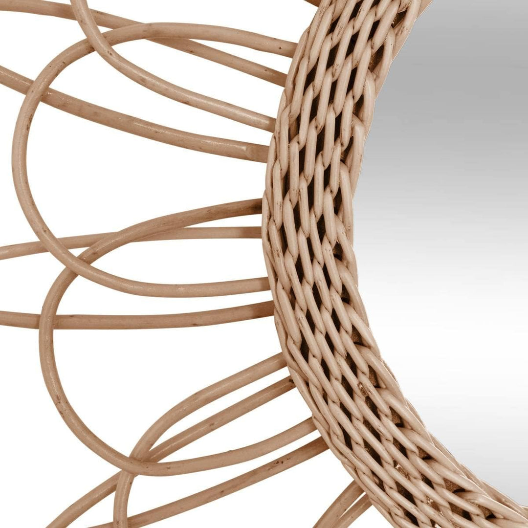 Spiegel Blume Rattan d56cm - Blumenspiegel, Rattan, MDF und Glas, Abmessungen 56x2,8x56 cm - Atmosph