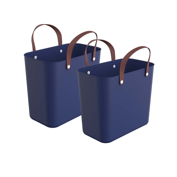 Rotho Albula 2er-Set Einkaufskorb, Kunststoff (PP recycelt), blau, 2 x 25l, (40 x 23,5 x 34 cm), 2,