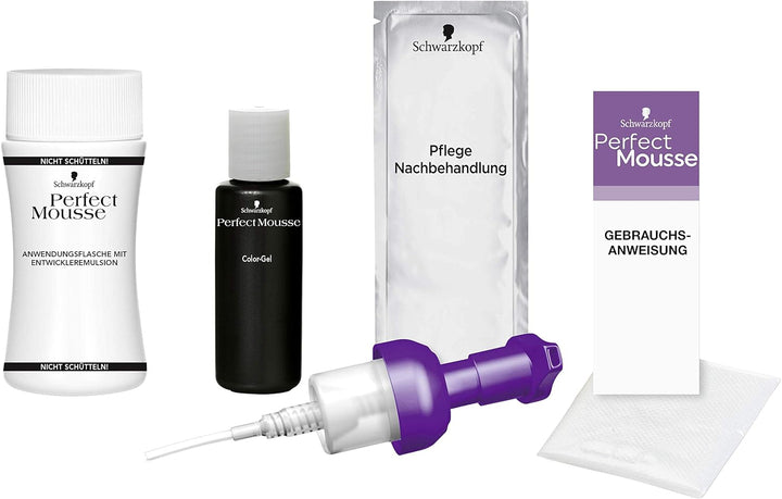 SCHWARZKOPF PERFECT MOUSSE Permanente Schaumcoloration 450 Warmes Braun Stufe 3, 3er Pack (3 x 92,5