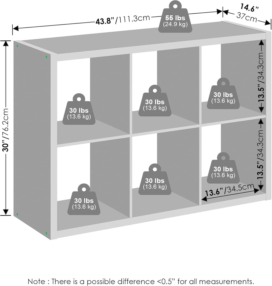 Furinno Cubic Offenes Rückwand-Multifunktionsregal für Kleidung & Schrankaufbewahrung, 6-Fächer, Wei