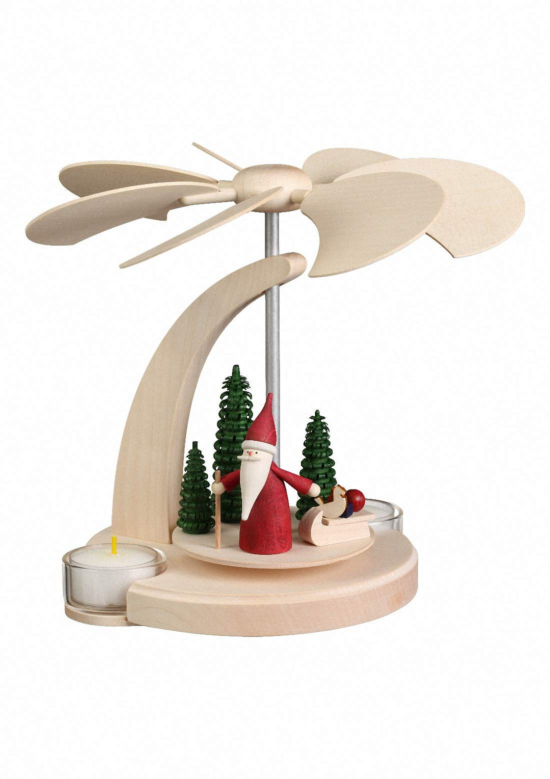 Seiffener Volkskunst | Weihnachtspyramide Teelicht Bogenpyramide | 18 cm Pyramide | Moderne Volkskun