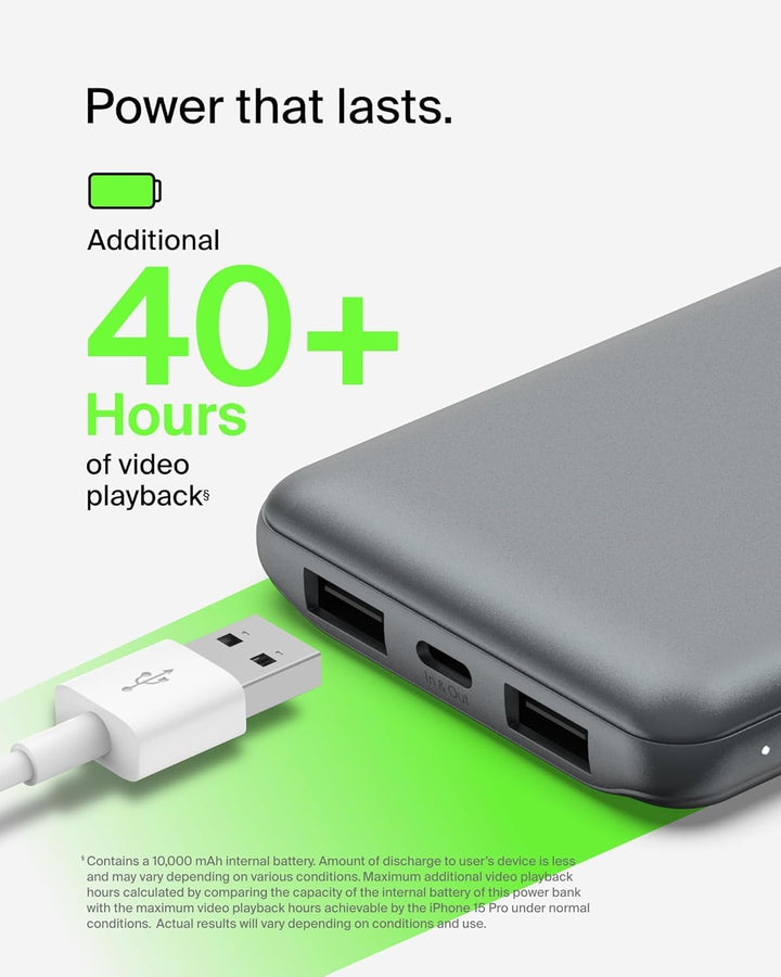 Belkin Powerbank 10000mah, tragbares USB-C-Ladegerät mit 1 USB-C- & 2 USB-A-Anschlüssen, Akkupack zu
