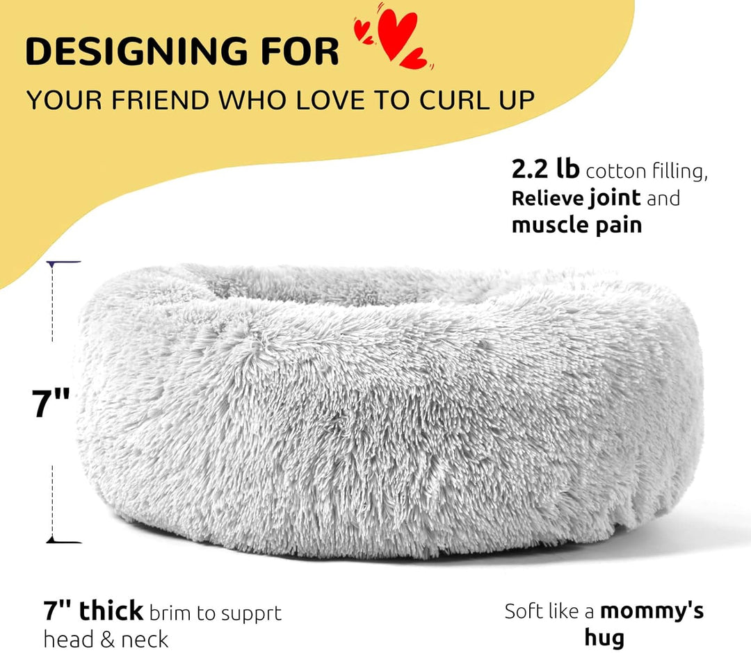 HACHIKITTY Hundebett, beruhigendes Donut-Kuschelbett, für mittelgrosse Hunde, flauschig, beruhigende