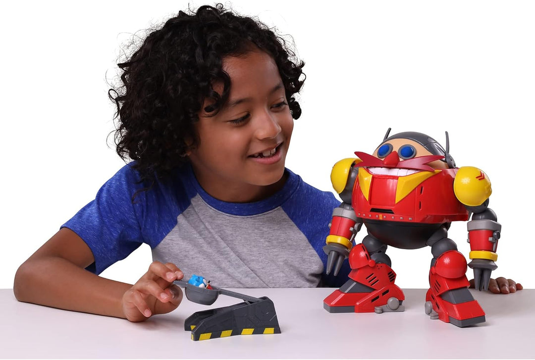 Riesen Dr. Eggmann Roboter 22cm Battle Set mit exklusiver 6cm Sonic Figur (Eggman mit Funktion) Rot,