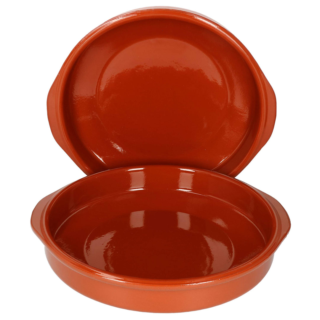 MamboCat Cazuela mit Griff 2er Set Schalen Bernd 2,2l Auflaufform rund 31,5cm aus Ton glasiert Gröss