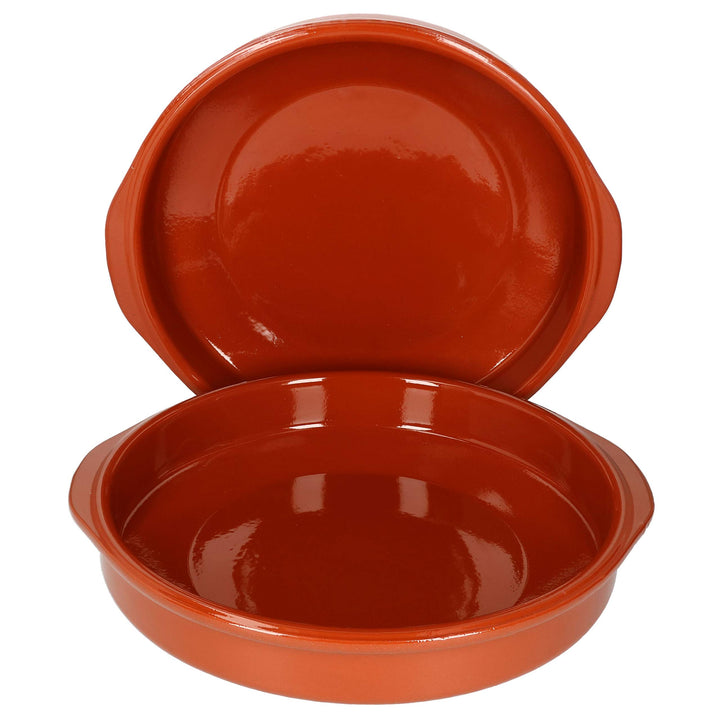 MamboCat Cazuela mit Griff 2er Set Schalen Bernd 2,2l Auflaufform rund 31,5cm aus Ton glasiert Gröss