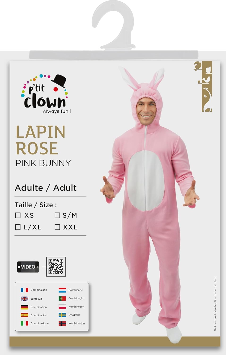 P'TIT CLOWN - Hasenkostüm - Erwachsenenkostüm - Unisex - Perfekt für Karneval, JGA, Ostern, Hallowee