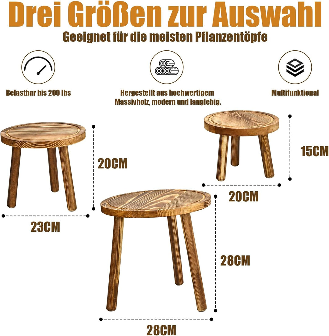 Blumenhocker Holz 3er-Set, 4"/7"/11" Höhe
