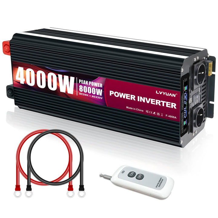 LVYUAN Wechselrichter 24V 230V 4000W /8000W Konverter Spannungswandler mit Kabelloser Fernbedienung,