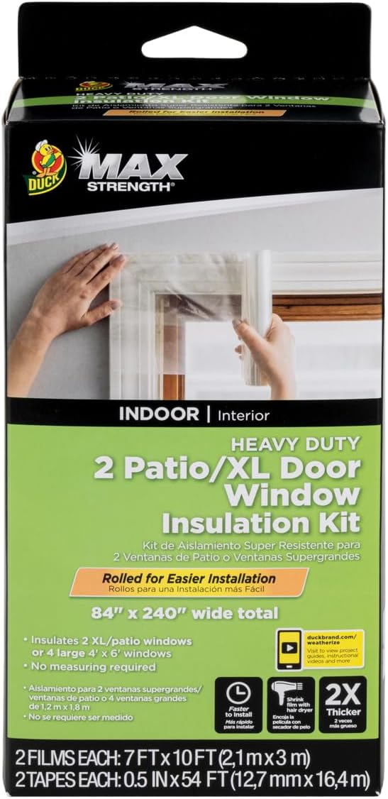 Duck 288071 Maximale Stärke Fenster-Isolationsset, farblos, 2 XL Windows/Patio Doors 2 XL Windows/Pa