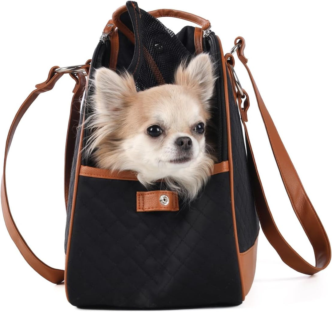 Flamingo Hundetasche - Tragetasche Paddie Schwarz - 41 x 19 x 30 cm - Polyester mit PU-Schaum - Belü