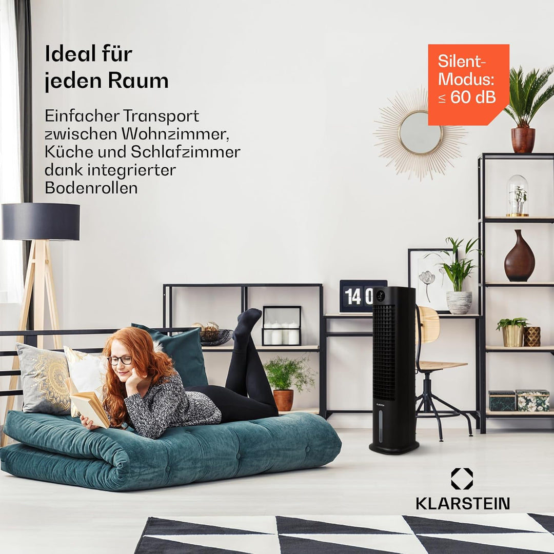 Klarstein Mobiler Luftkühler, 5-in-1 Klimagerät Mobil mit Nachtmodus, Leiser Ventilator & Luftkühler