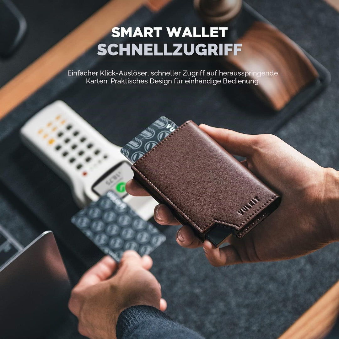 VULKIT Kreditkartenetui RFID Blockierendes Pop Up Kartenetui aus Leder für Männer und Frauen, mit Ge