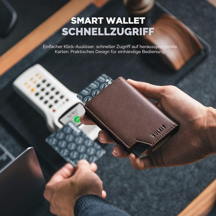 VULKIT Kreditkartenetui RFID Blockierendes Pop Up Kartenetui aus Leder für Männer und Frauen, mit Ge